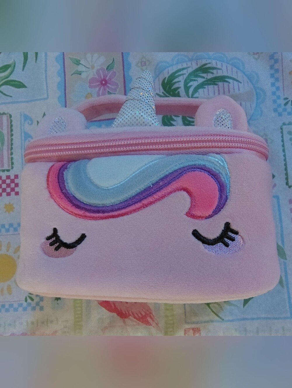 NWT Claire's Pink Plush Unicorn Makeup Bag